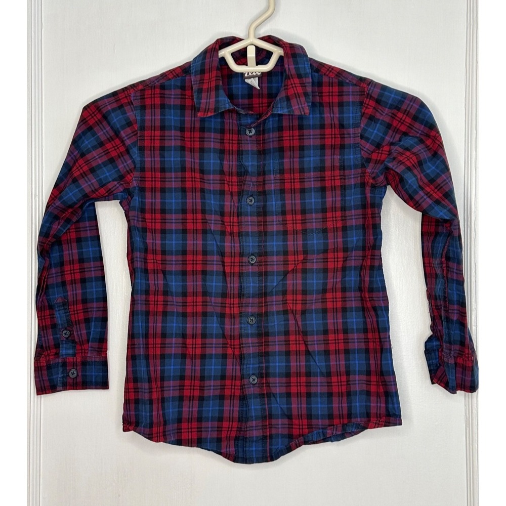 Tea Collection Boys‎ Size 6 Red & Blue Plaid Long Sleeve Button Up Shirt